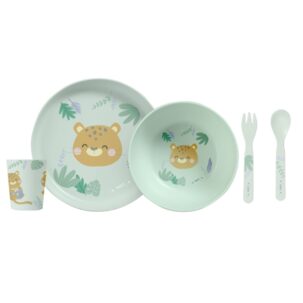 Vajilla 5 piezas Jungle Cheetah Mint