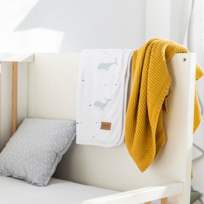 Manta de tricot mostaza - Imagen 2