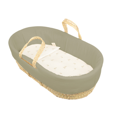 Moisés de mimbre con edredón, cojín, interior acolchado y colchón Bunny