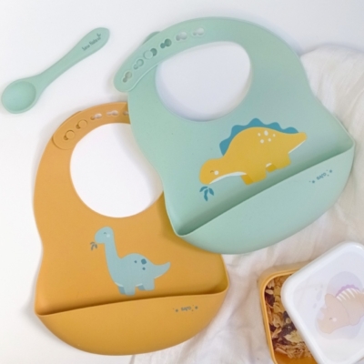 Babero de silicona Dinos mostaza - Imagen 2