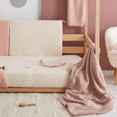 Manta Tricot dots rosa empolvado - Imagen 2