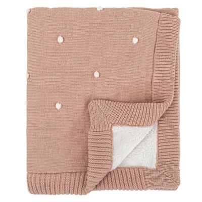 Manta Tricot dots rosa empolvado