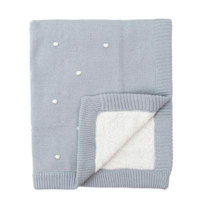 Manta Tricot dots azul grisáceo