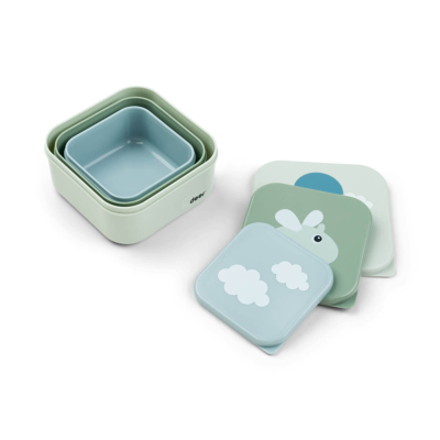 Set de 3 cajitas para alimentos Happy Clouds Verde - Imagen 5