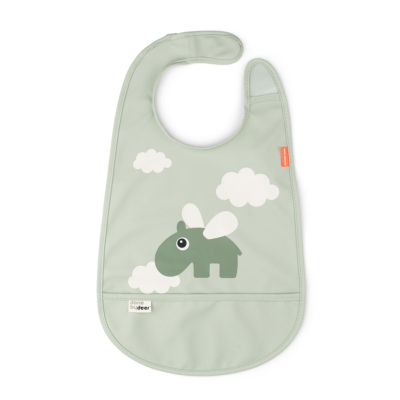 Babero con velcro Happy Clouds Green