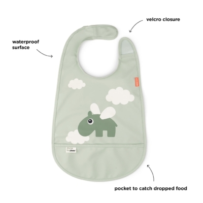 Babero con velcro Happy Clouds Green - Imagen 3