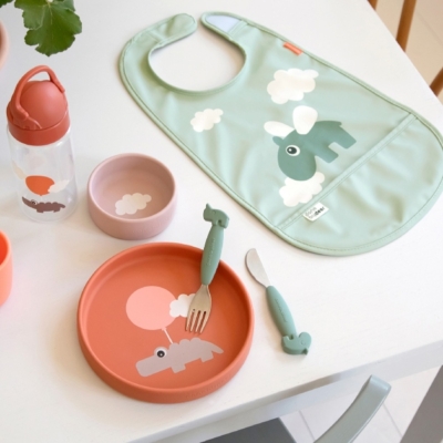 Babero con velcro Happy Clouds Green - Imagen 2