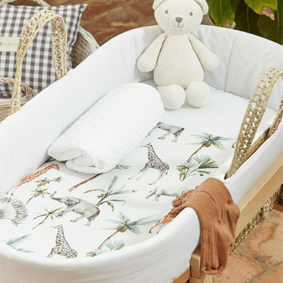 Moisés de mimbre con edredón, cojín, interior acolchado y colchón Africa - Imagen 2