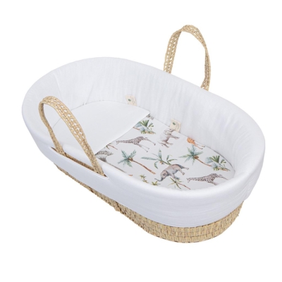 Moisés de mimbre con edredón, cojín, interior acolchado y colchón Africa