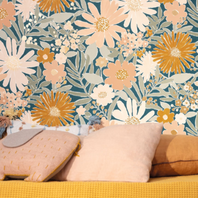 Papel pintado Let´s go Girls Marguerite rosa azul medianoche - Imagen 3