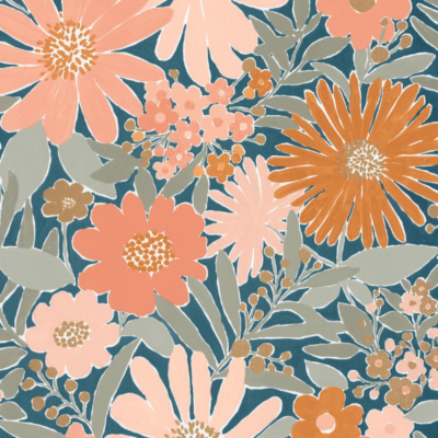 Papel pintado Let´s go Girls Marguerite rosa azul medianoche