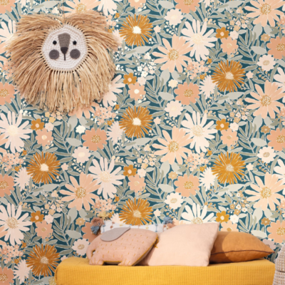 Papel pintado Let´s go Girls Marguerite rosa azul medianoche - Imagen 2