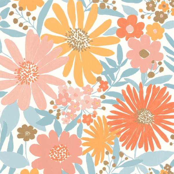 Diseño sin título (18) Papel pintado Let´s go Girls Marguerite amarillo azul - Imagen 1