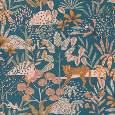 Papel pintado Let´s go Girls Jane rosa azul medianoche