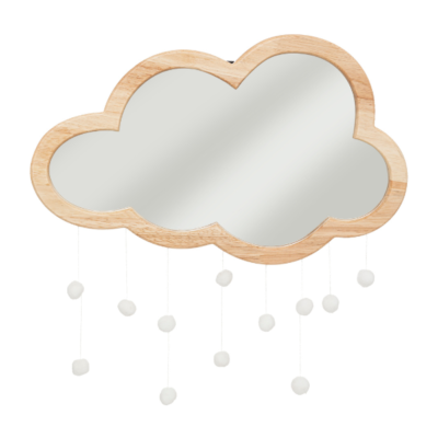 Espejo infantil de madera nube con pompones