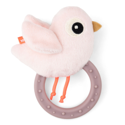 Sonajero con mordedor Birdie rosa