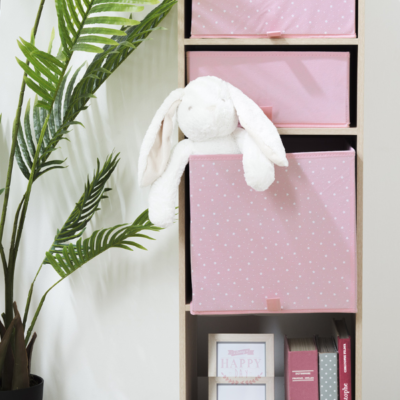 Cubo para juguetes rosa estrellas - Imagen 2