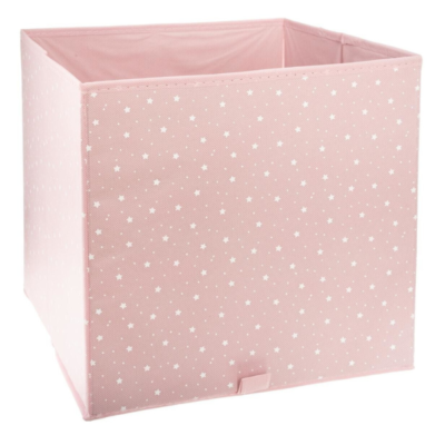 Cubo para juguetes rosa estrellas