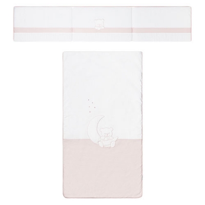 Colcha con protector para cuna de 60x120cm Teddy rosa
