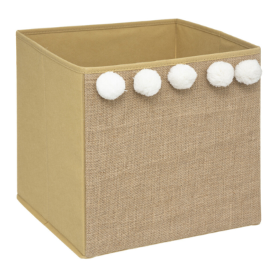 Cubo infantil para juguetes con pompones