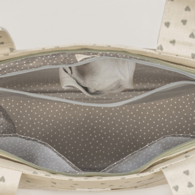 Bolsa canastilla corazones Poppy musgo - Imagen 5