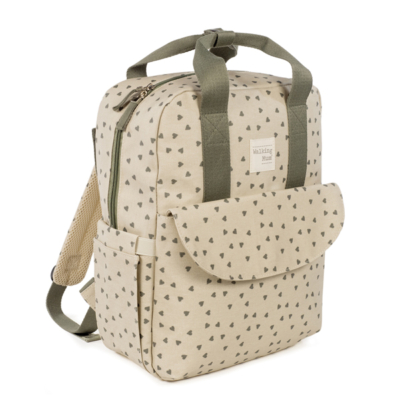 Mochila maternal corazones Poppy musgo