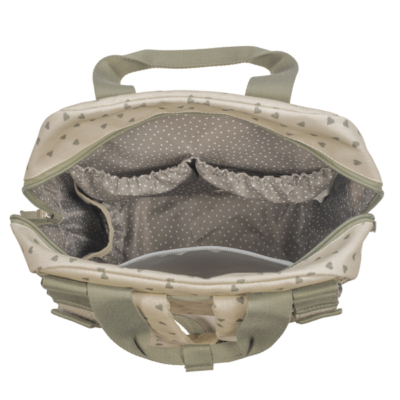 Mochila maternal corazones Poppy musgo - Imagen 8