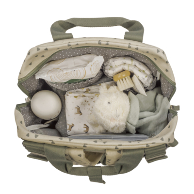 Mochila maternal corazones Poppy musgo - Imagen 10