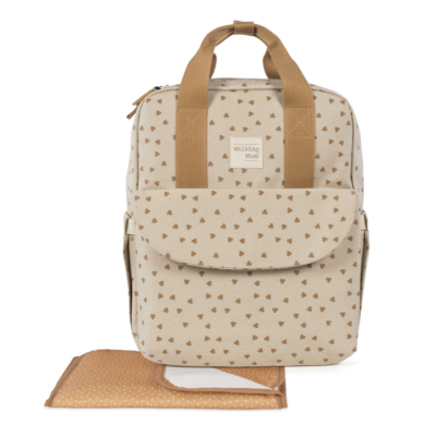 Mochila maternal corazones Poppy canela
