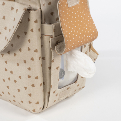 Mochila maternal corazones Poppy canela - Imagen 7