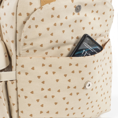 Mochila maternal corazones Poppy canela - Imagen 8