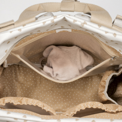 Mochila maternal corazones Poppy canela - Imagen 5