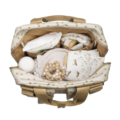 Mochila maternal corazones Poppy canela - Imagen 4