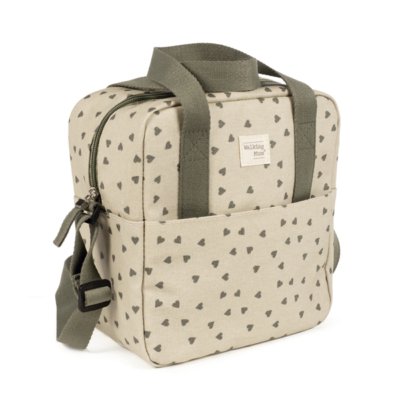 Bolsa térmica biberones corazones Poppy musgo - Imagen 4