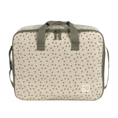 Maleta maternal corazones Poppy musgo
