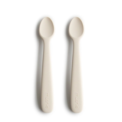 Pack dos cucharas Mushie solid ivory