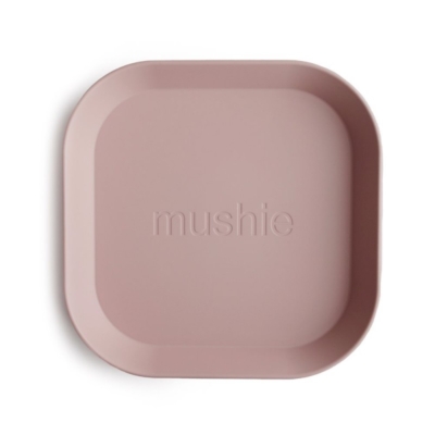 Pack dos platos cuadrados Mushie solid blush - Imagen 2
