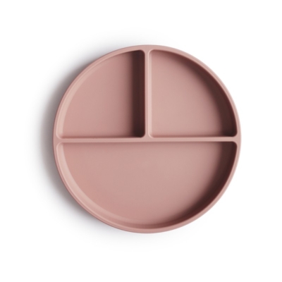 Plato ventosa-compartimentos Mushie solid blush