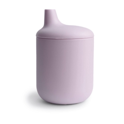 Taza didáctica silicona Mushie solid soft lilac