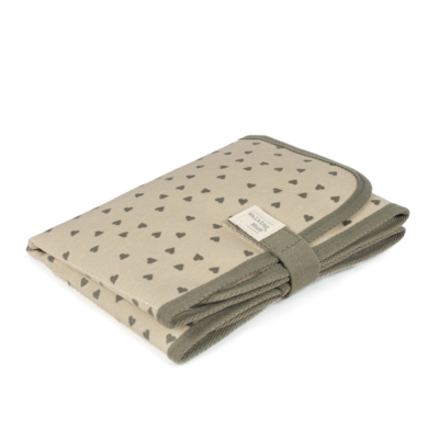 Cambiador de viaje corazones Poppy musgo - Imagen 2