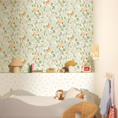 Papel pintado Les Mini Mondes - Bosque Verde Kaki - Imagen 2
