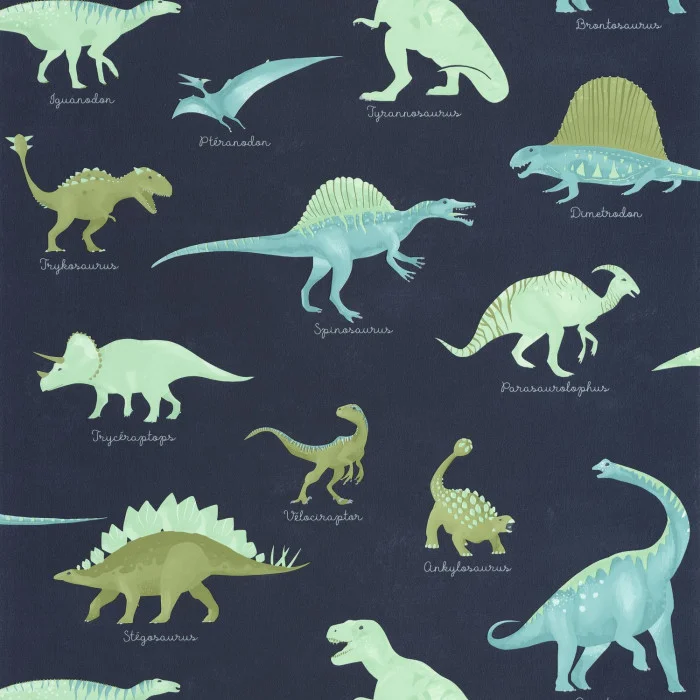 105706060 Papel pintado Les Mini Mondes - Jurasic Azul Noche - Imagen 1