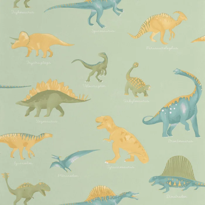 105707001 Papel pintado Les Mini Mondes - Jurasic Verde Amande - Imagen 1