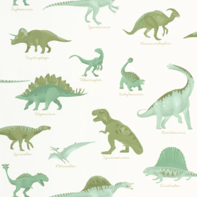 Papel pintado Les Mini Mondes - Jurasic Verde Kaki