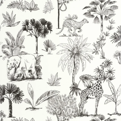 Papel pintado Les Mini Mondes - Savane Blanco y Negro