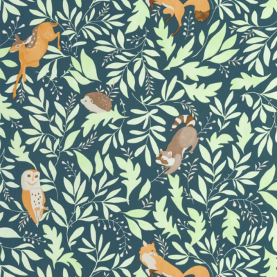 Papel pintado Les Mini Mondes - Bosque Verde azulado