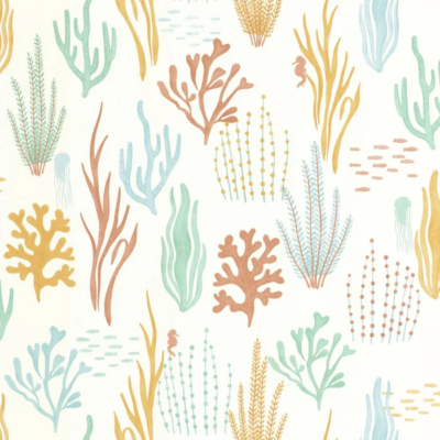 Papel pintado Les Mini Mondes - Fondo Marino Multicolor