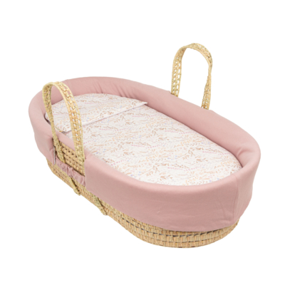 Moisés de mimbre con edredón, cojín, interior acolchado y colchón Niza