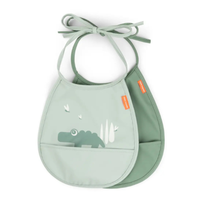 Pack de dos baberos con bosillo Tiny Croco verde - Imagen 4