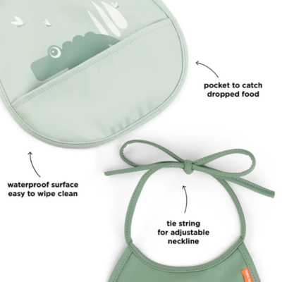 Pack de dos baberos con bosillo Tiny Croco verde - Imagen 2